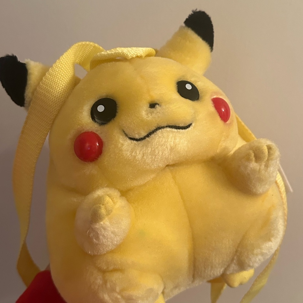 Pokemon Pikachu Backpack Plush Nintendo Vintage 1990s Rare!  Yellow zipper